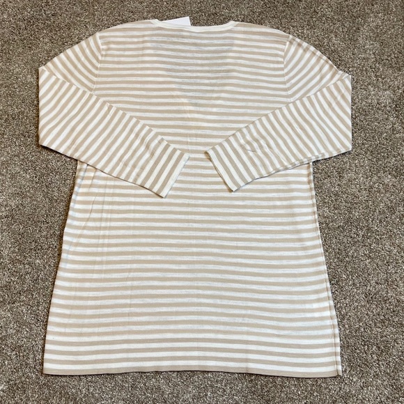 🆕 Loft Striped Textured Tie Neck Sweater ~ Medium - Picture 2 of 7